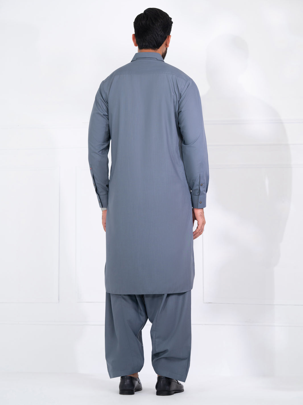 Wasim Akram Dark Grey Blended Kameez Shalwar