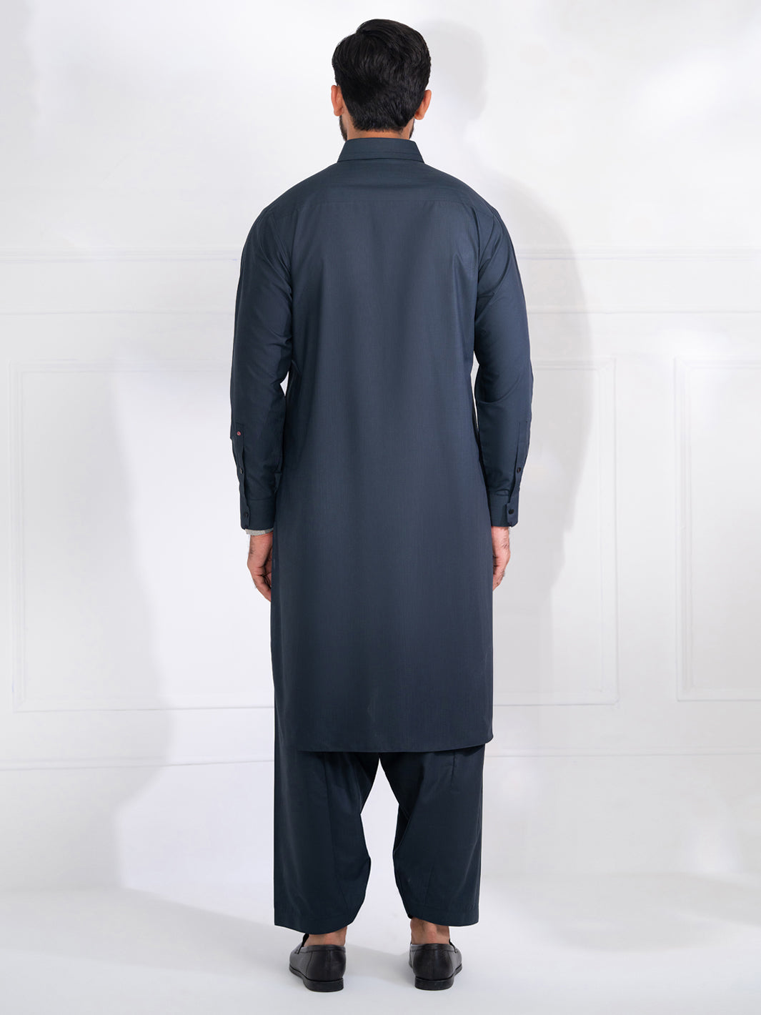 Wasim Akram Charcoal Grey Blended Kameez Shalwar