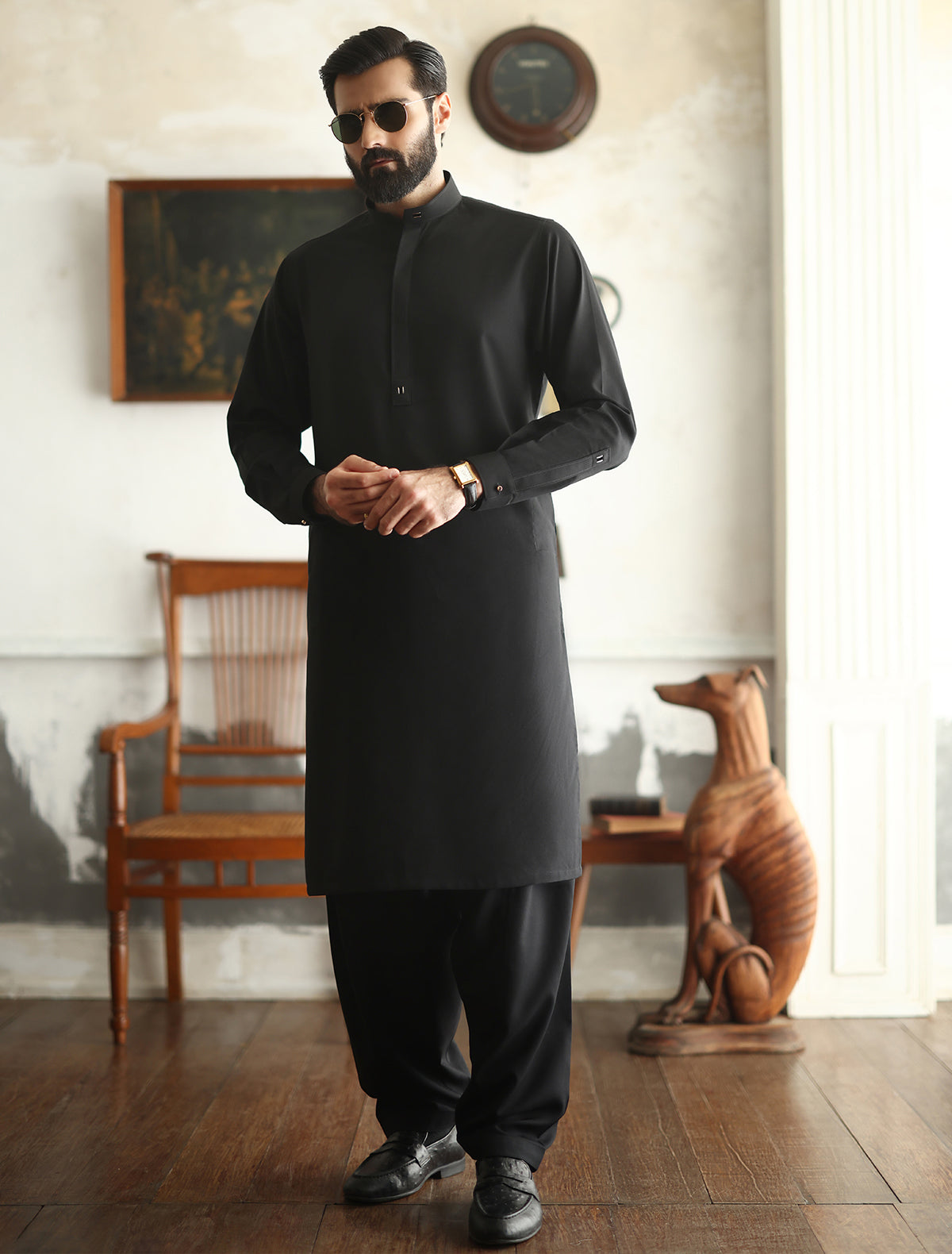 Midnight Black Kameez Shalwar (SHK2452)