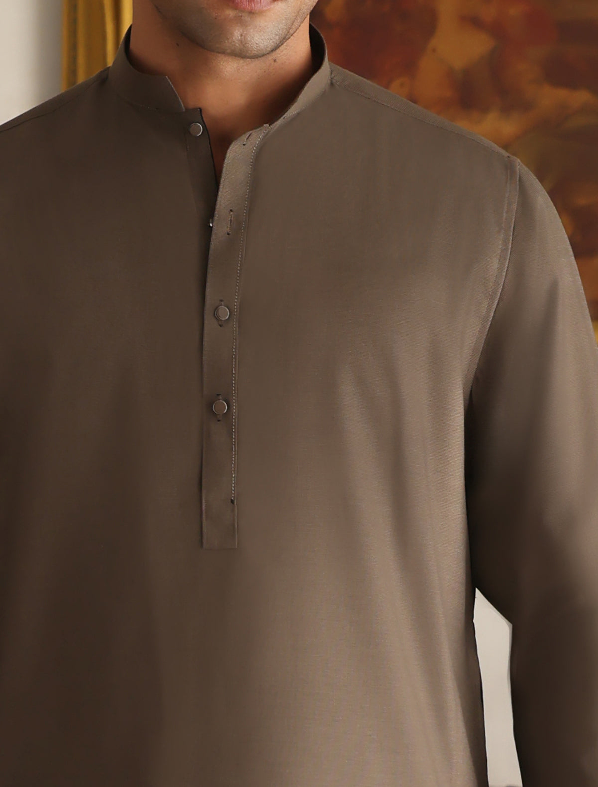 Premium Textured Weave Taupe Kameez Shalwar (SHK2454)