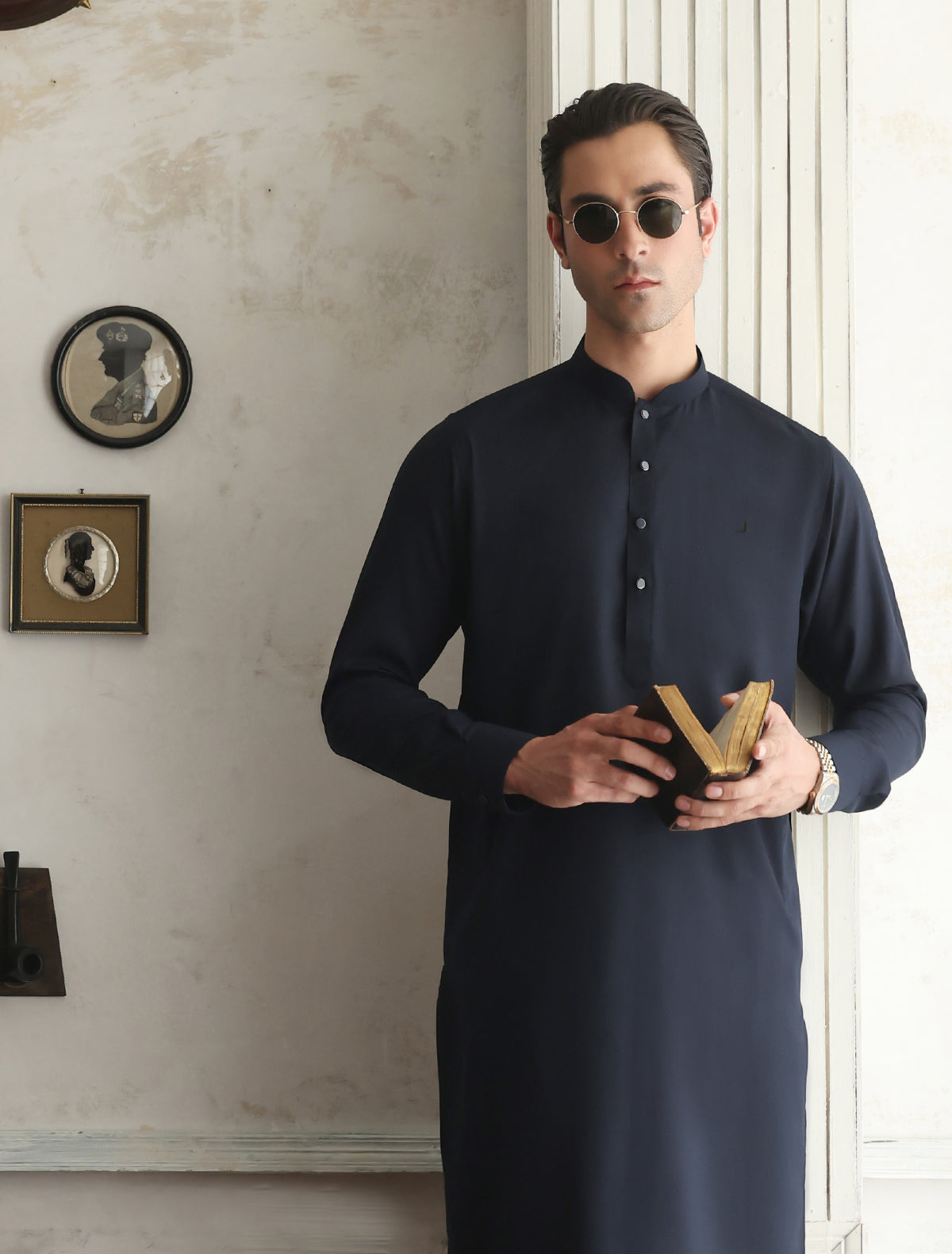 Premium Navy Oxford Kameez Shalwar (SHK2466)