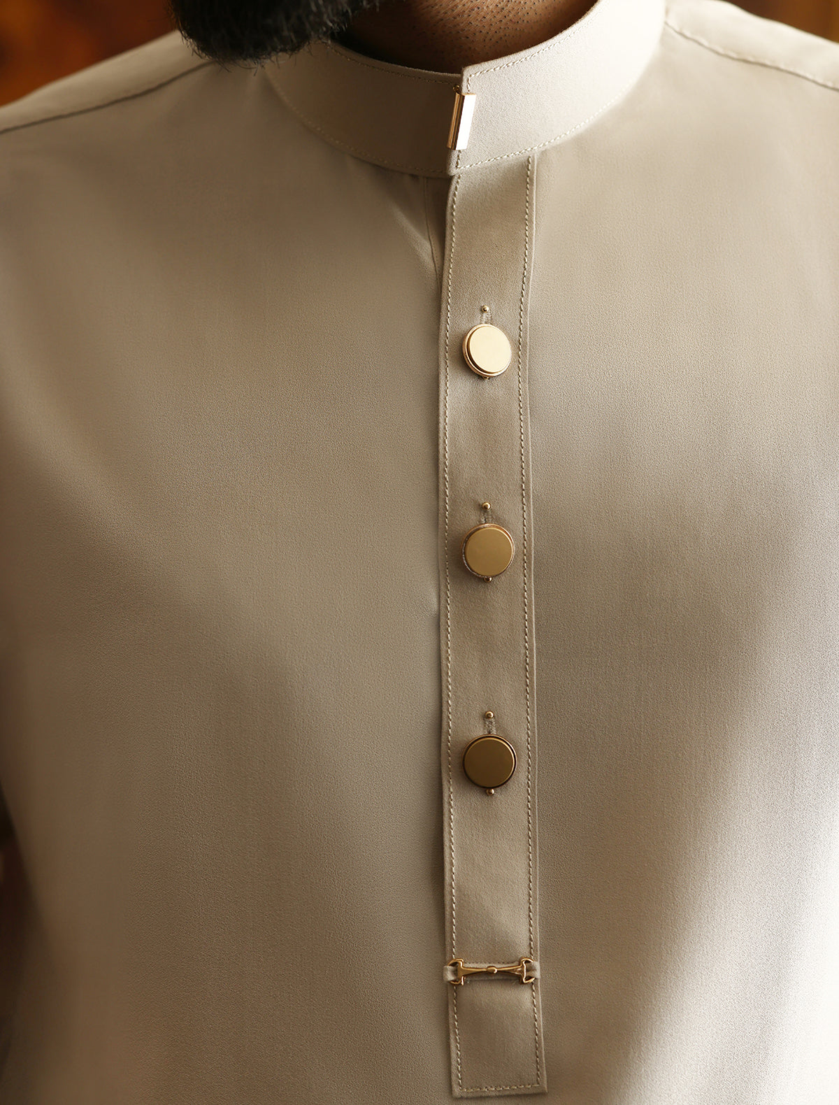 Ivory - Gold Detailed Limited Edition Kameez Shalwar (SHK2470)