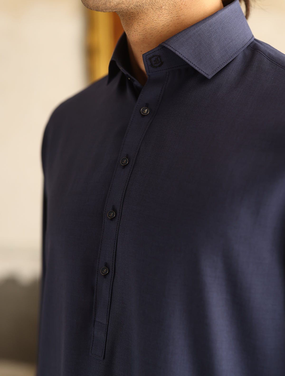 Blue Monogram Detailed Kameez Shalwar (SHK2471)