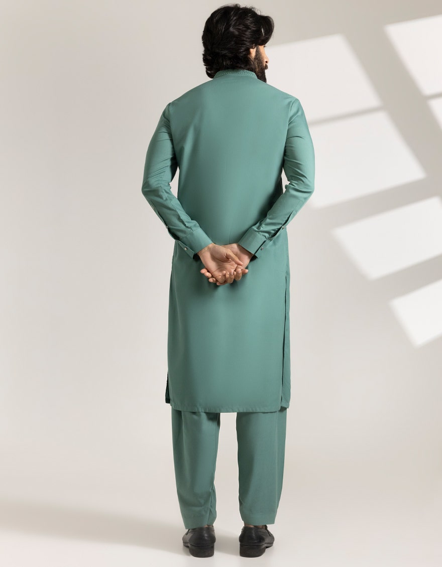 Green Limited Edition Embroidered Kameez Shalwar