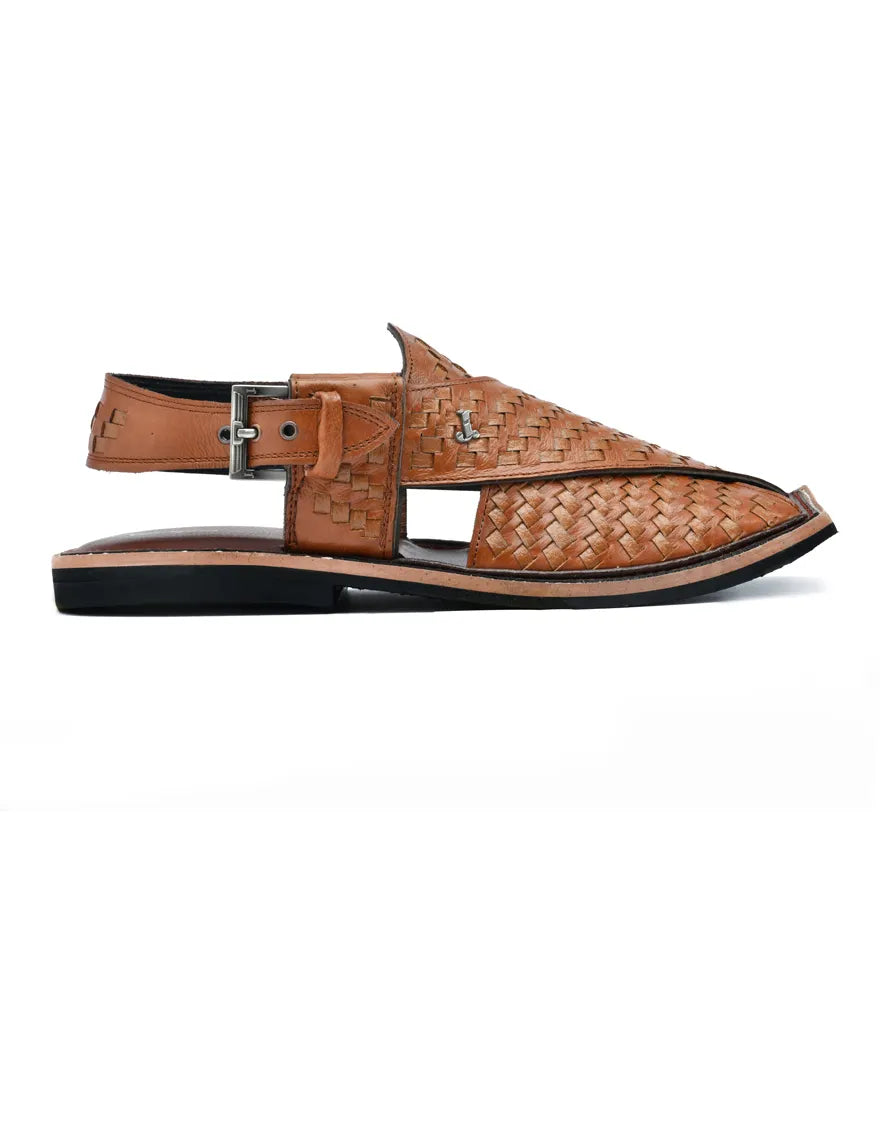Brown Textured Peshawri Sandals
