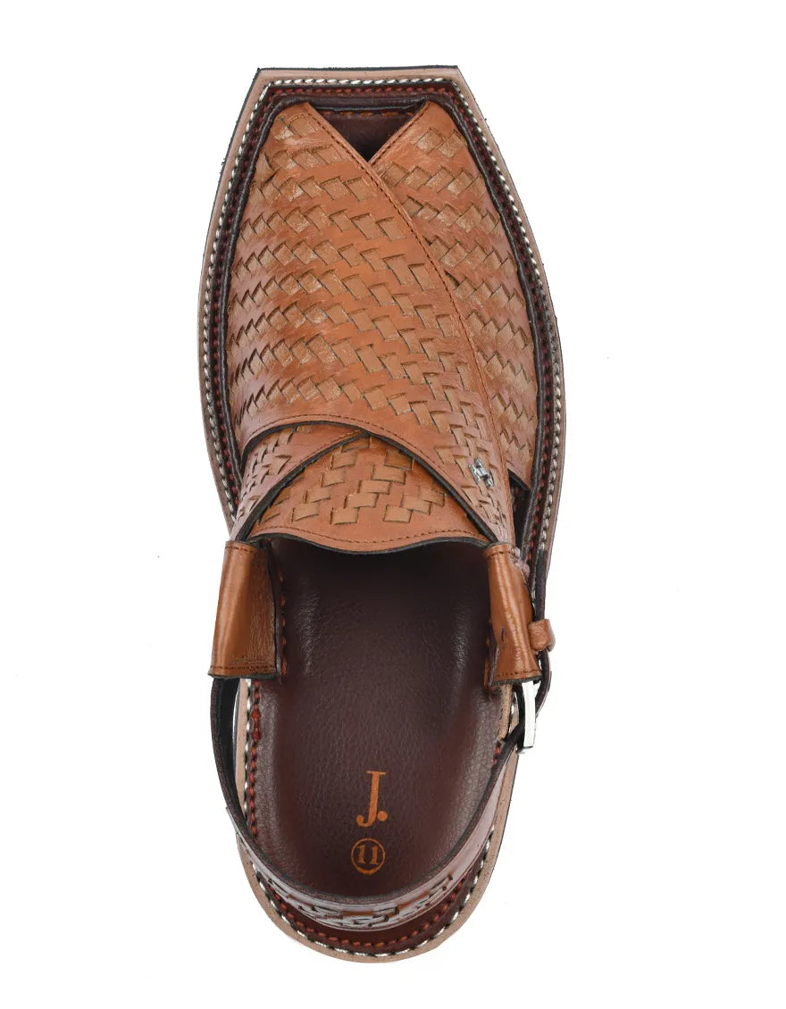 Brown Textured Peshawri Sandals
