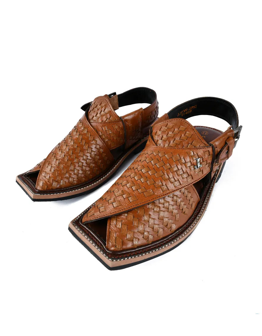 Brown Textured Peshawri Sandals