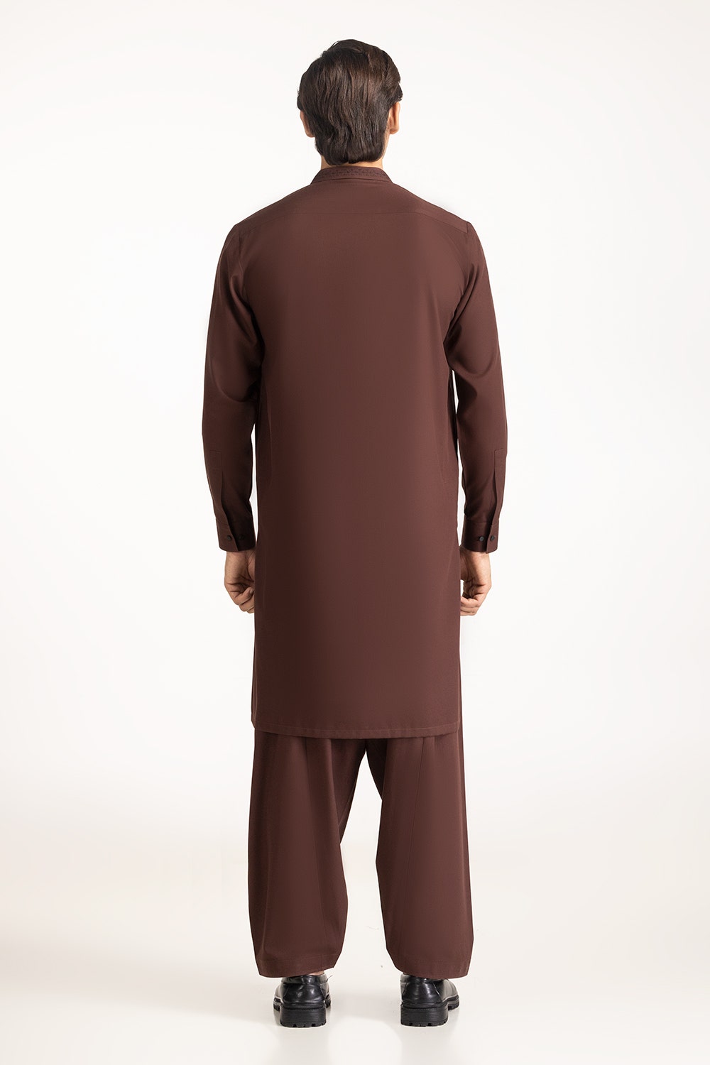 Brown Limited Edition Embroidered Kameez Shalwar