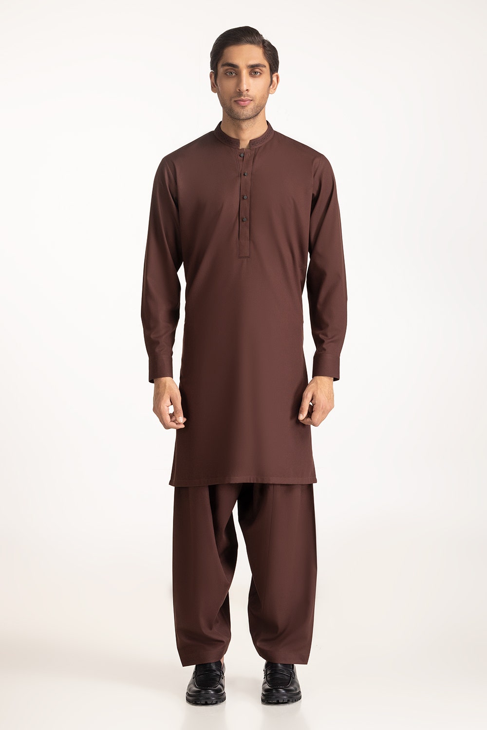 Brown Limited Edition Embroidered Kameez Shalwar