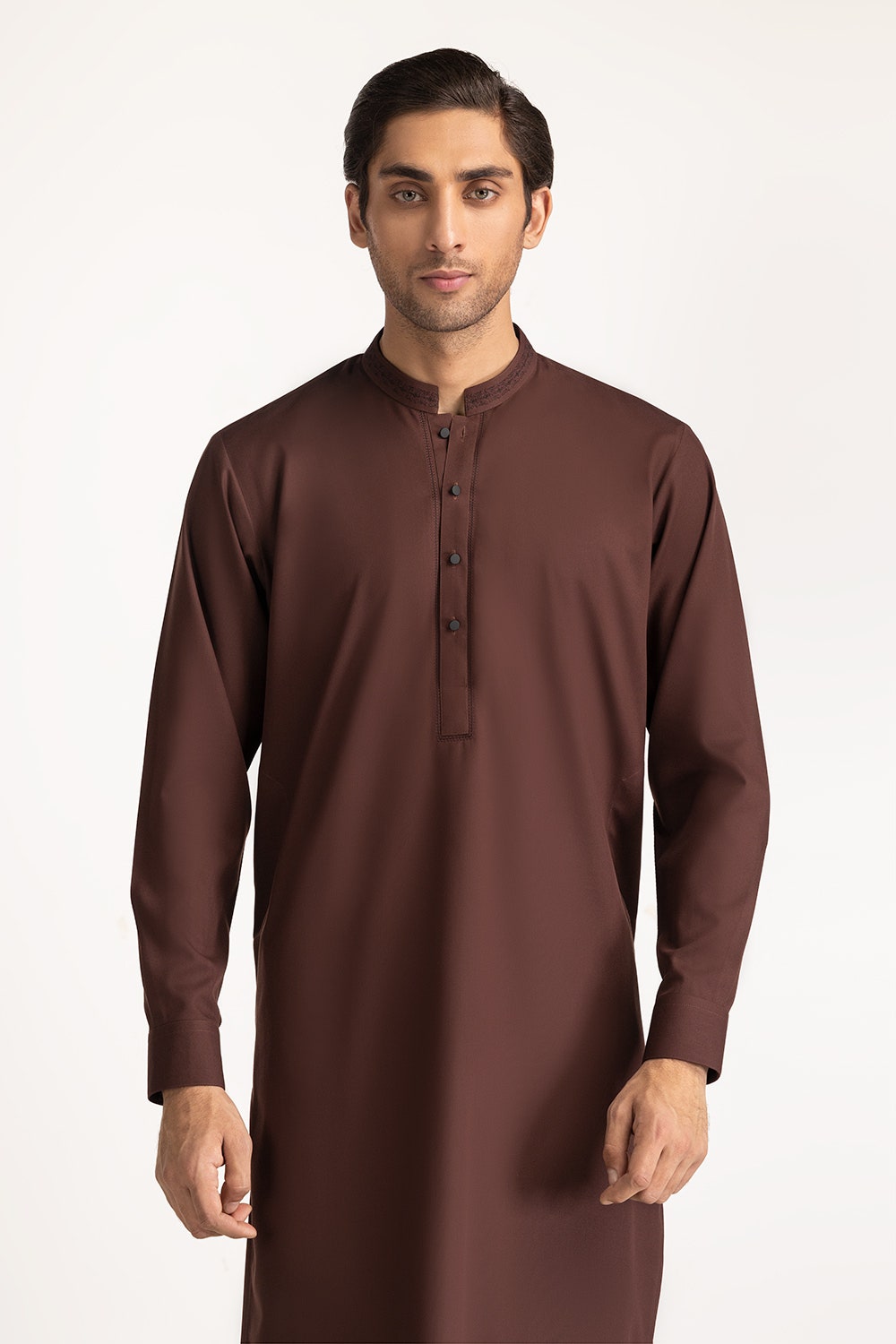 Brown Limited Edition Embroidered Kameez Shalwar
