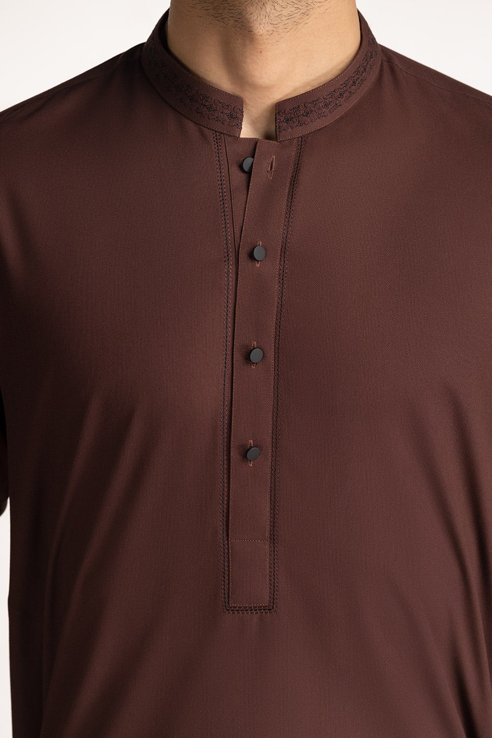 Brown Limited Edition Embroidered Kameez Shalwar