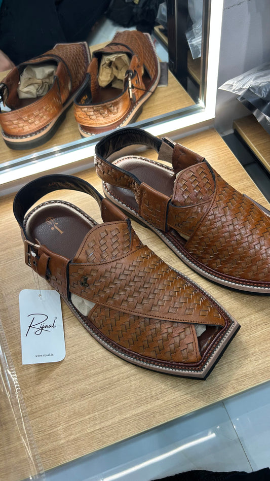Brown Textured Peshawri Sandals