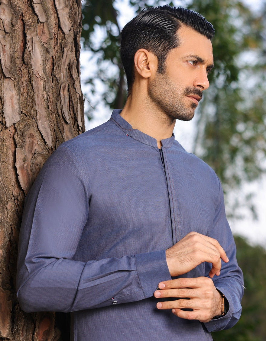 Blue Cotton Kurta Pyjama