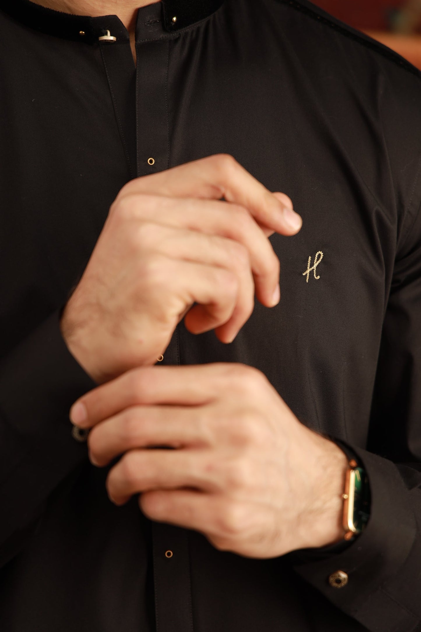 Black Cotton Stretchable Kurta Pyjama