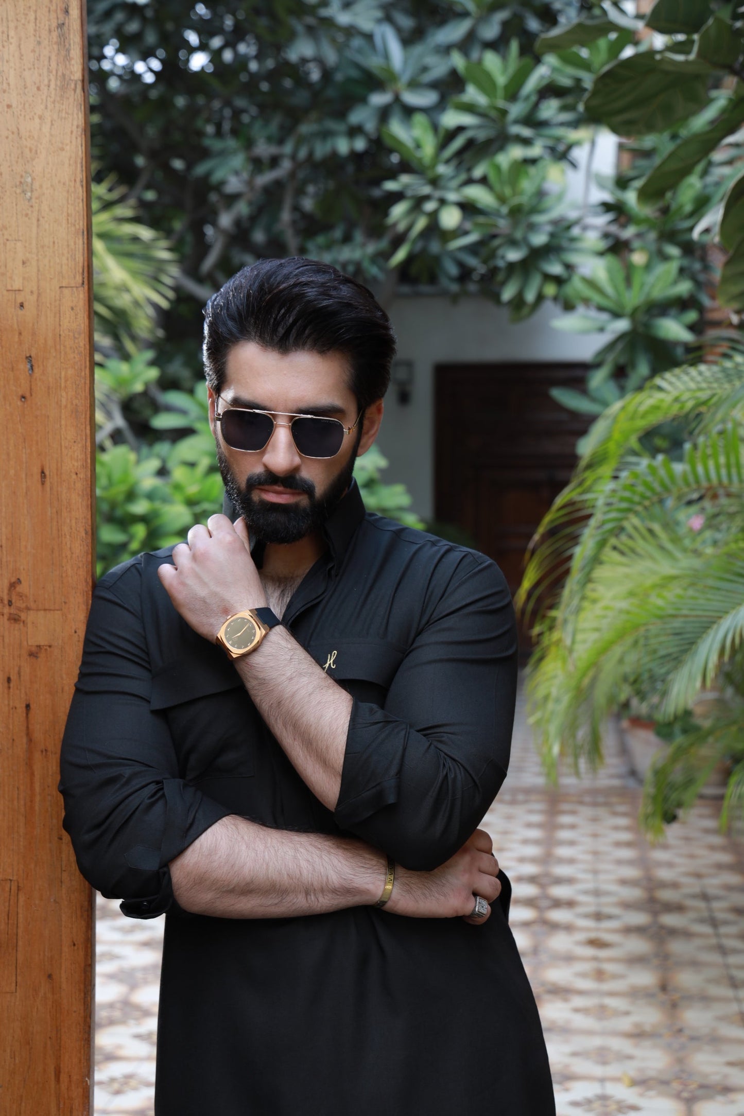 Black Linen Kurta Pyjama