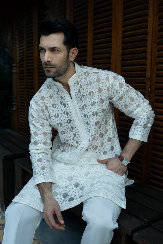 White Organza Kurta Pyjama