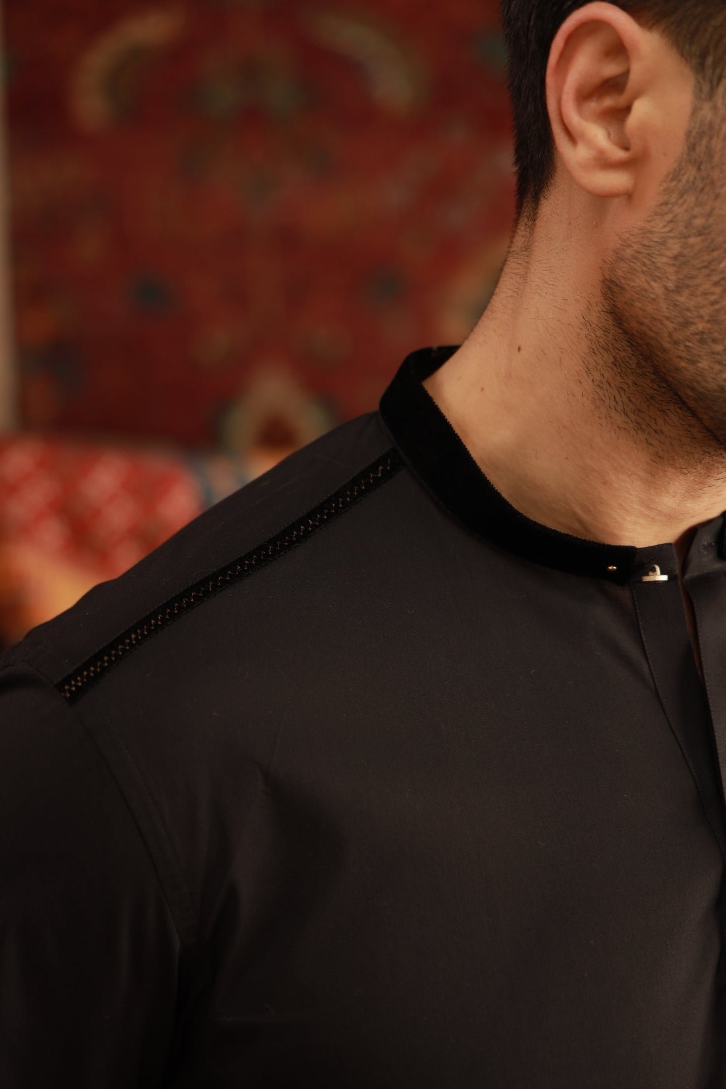 Black Cotton Stretchable Kurta Pyjama