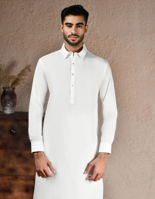 Off White Blended Kameez Shalwar