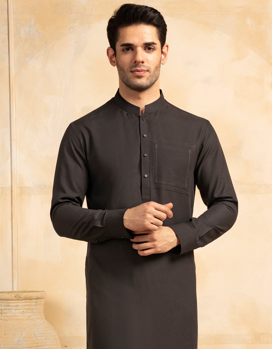 Black Premium Blended Kurta Pyjama