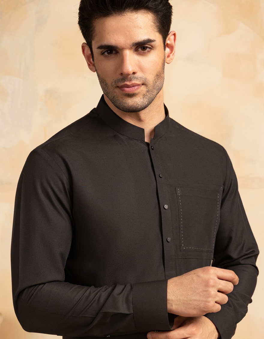 Black Premium Blended Kurta Pyjama