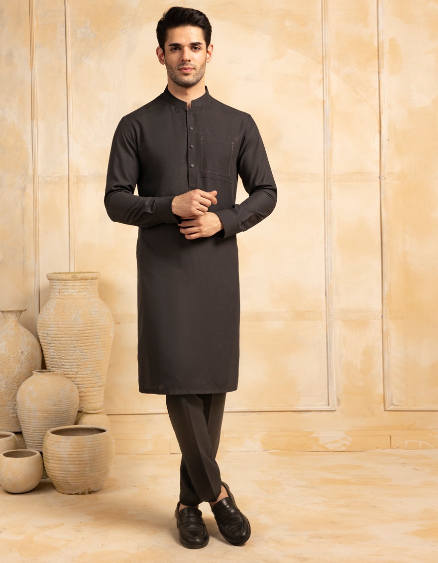 Black Premium Blended Kurta Pyjama