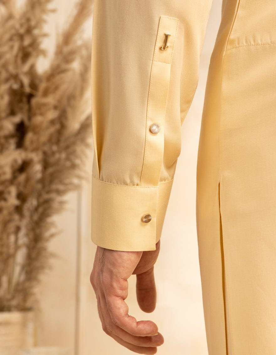 Cream Blended Embroidered Kurta Trouser