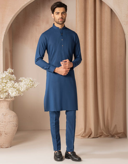 Blue Premium Blended Kurta Trouser