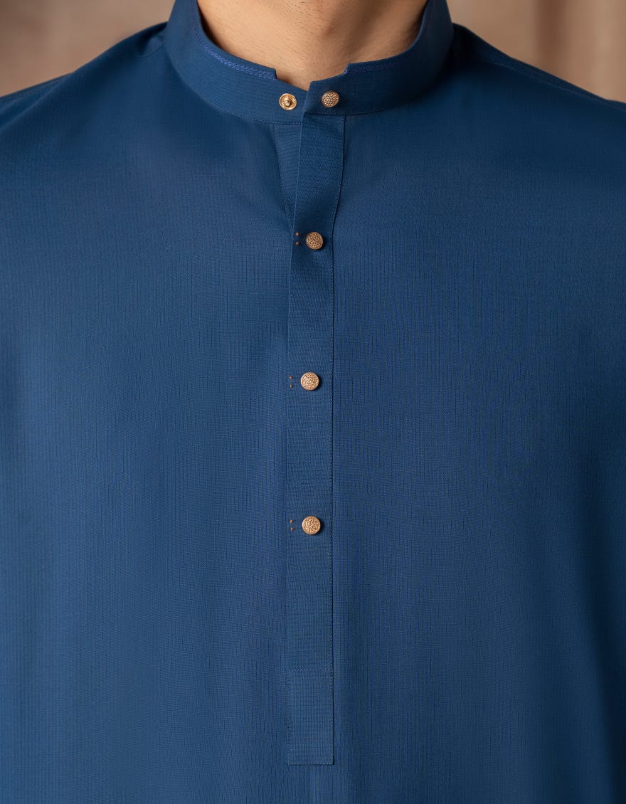 Blue Premium Blended Kurta Trouser