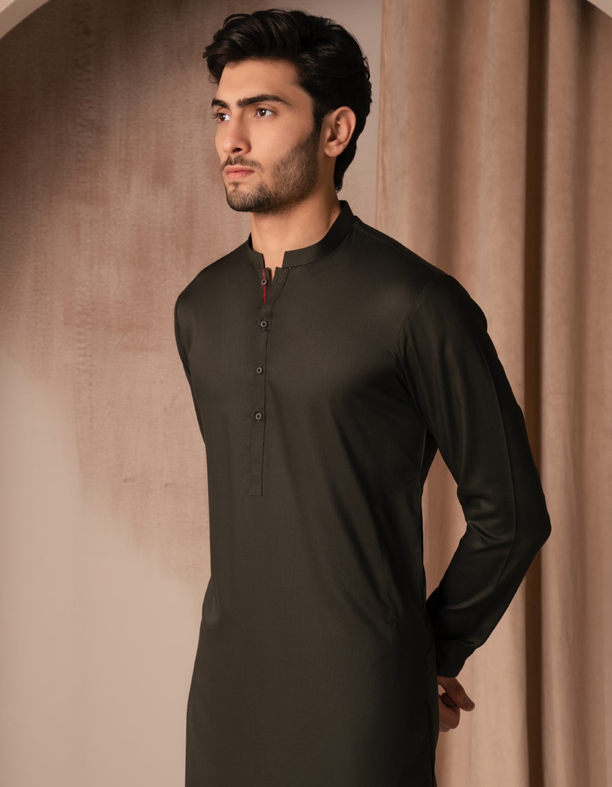 Dark Green Premium Blended Kurta Trouser