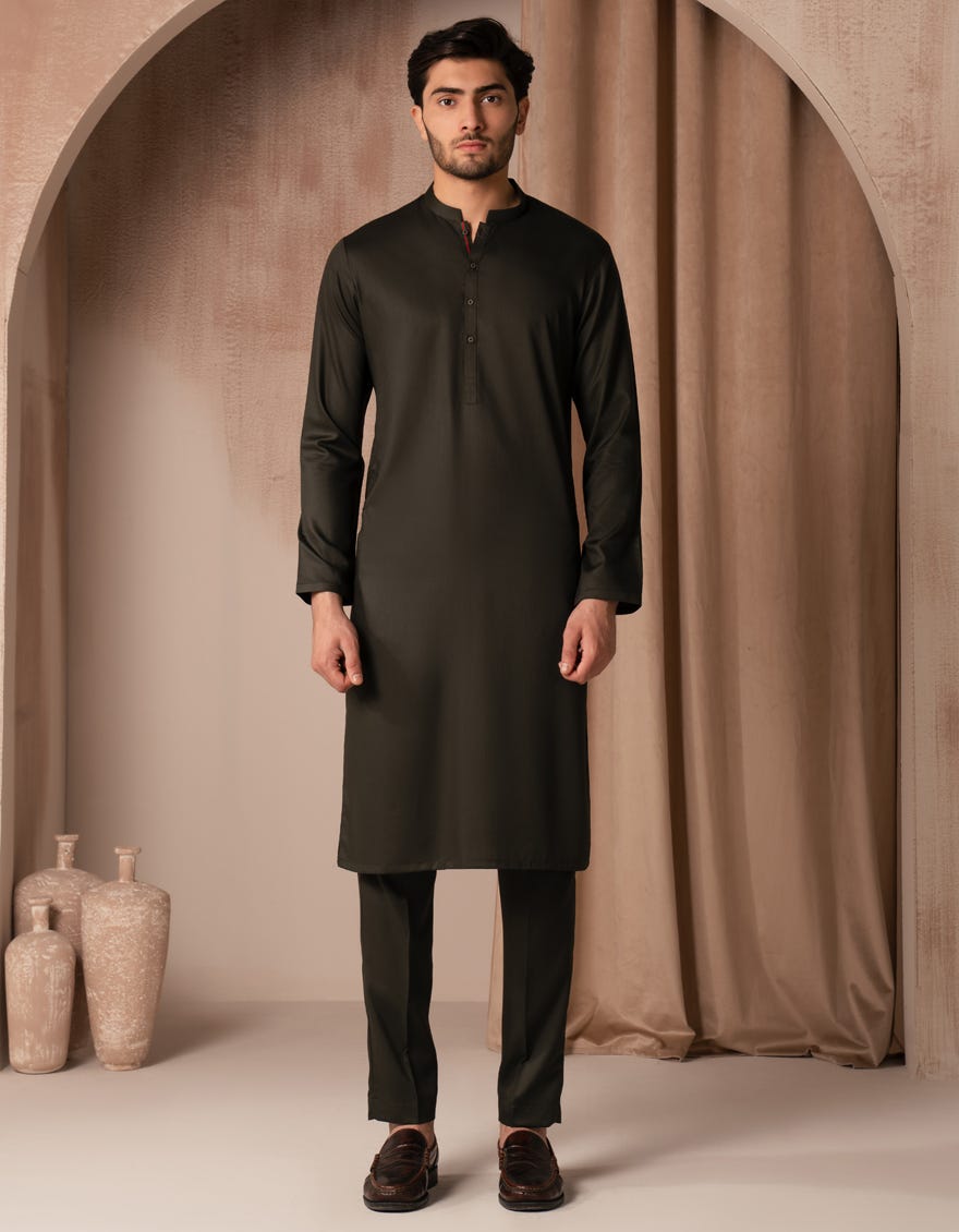 Dark Green Premium Blended Kurta Trouser