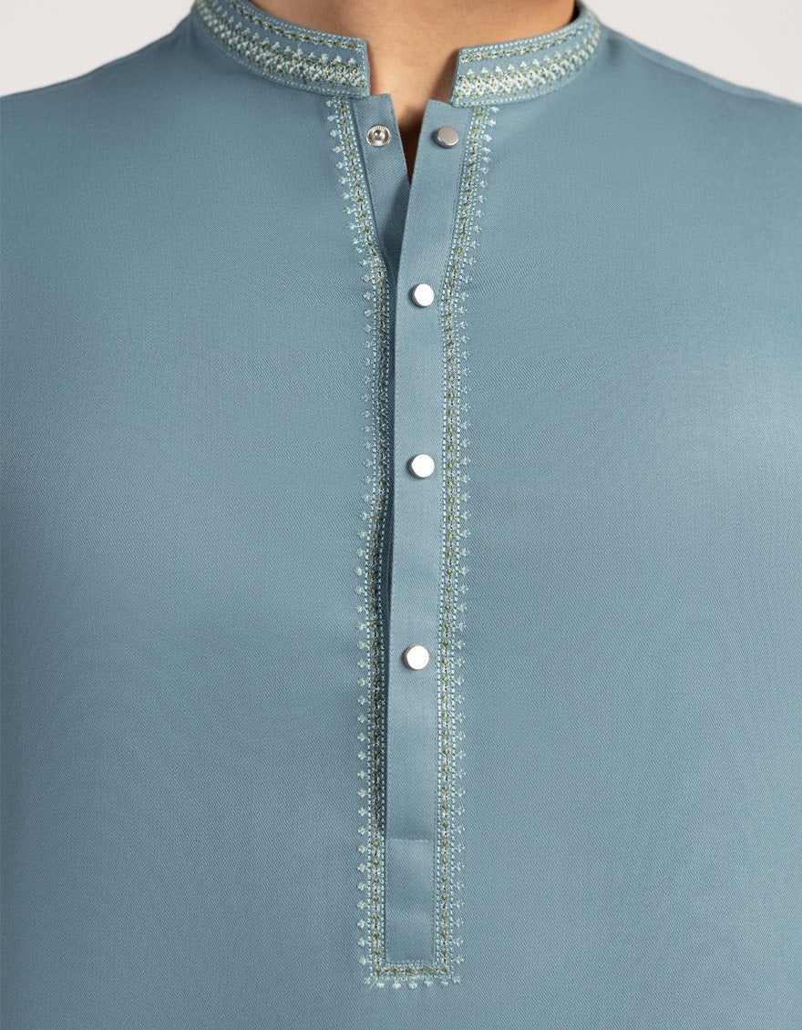 Sea Green Embroidered Kurta Trouser