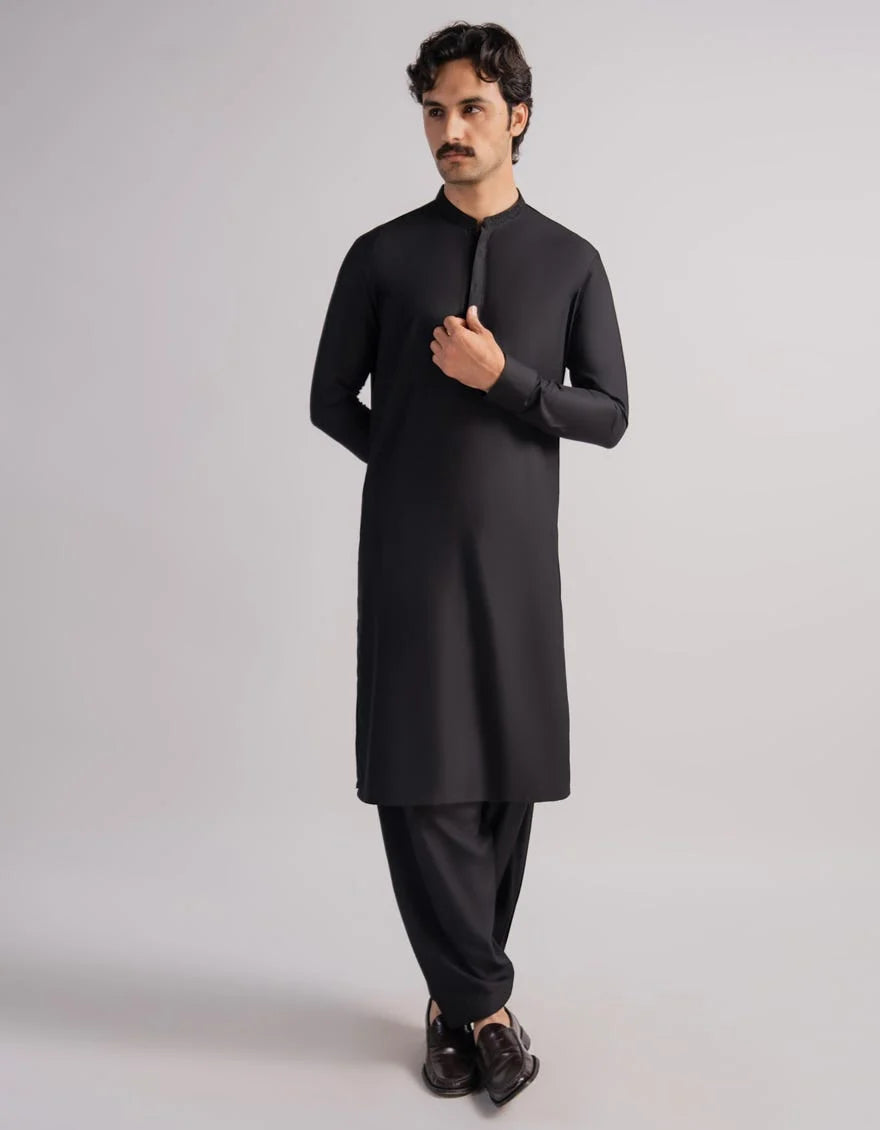 Black Premium Embroidered Kameez Shalwar