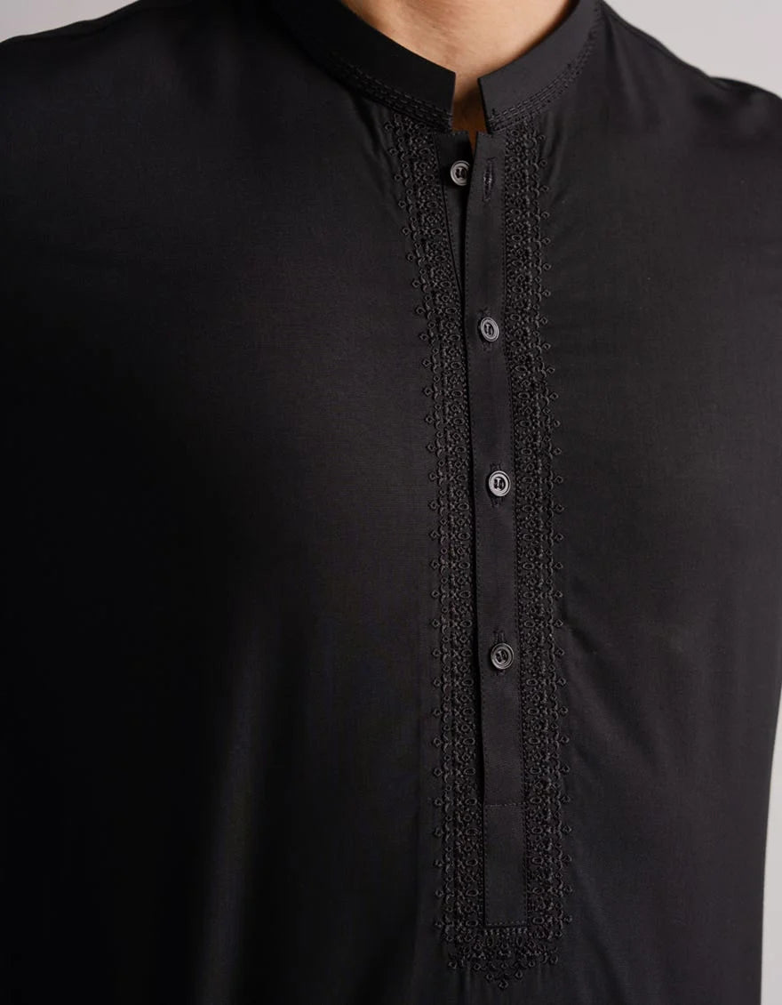Black Premium Embroidered Kameez Shalwar