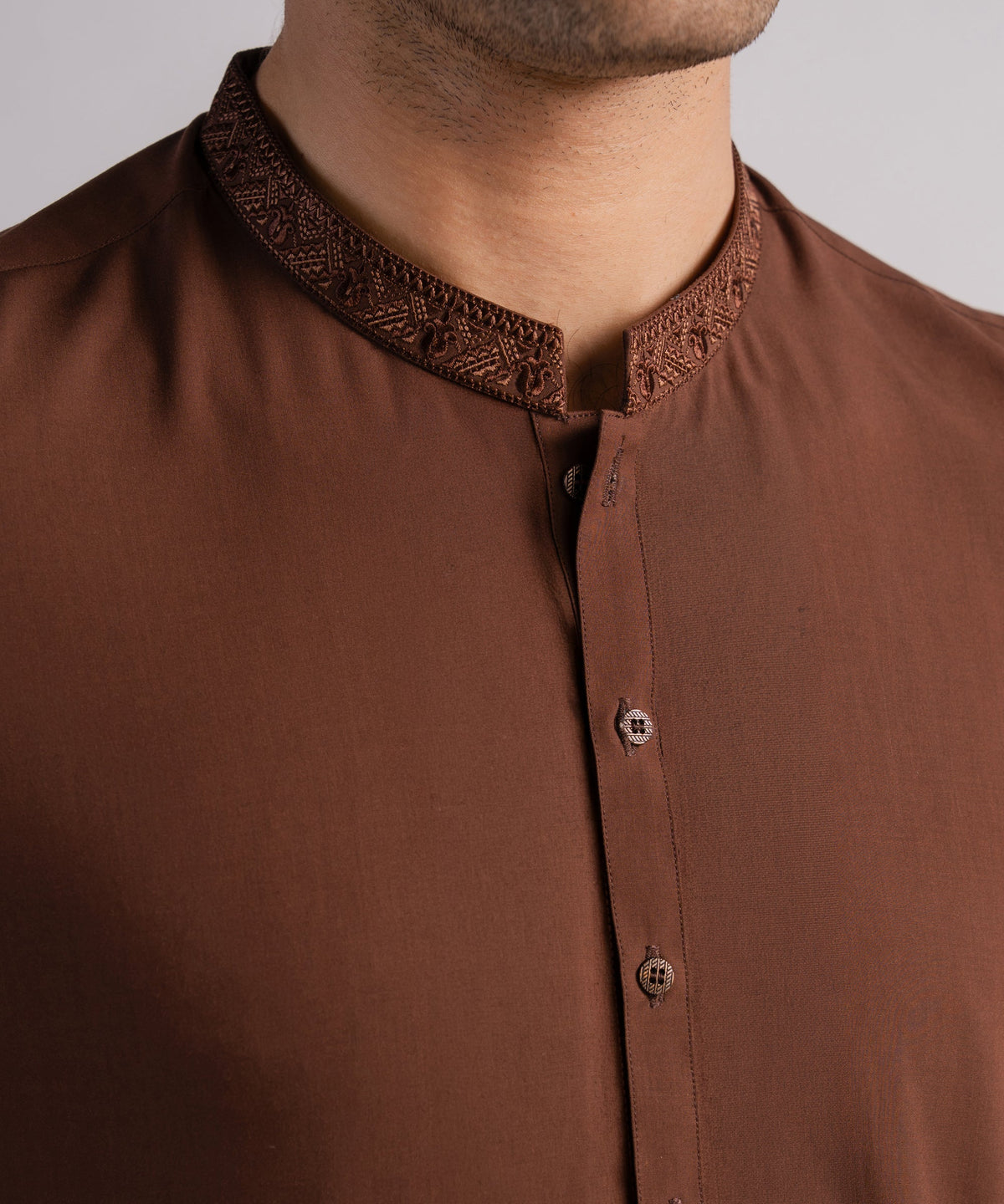 Brown Premium Embroidered Kameez Shalwar