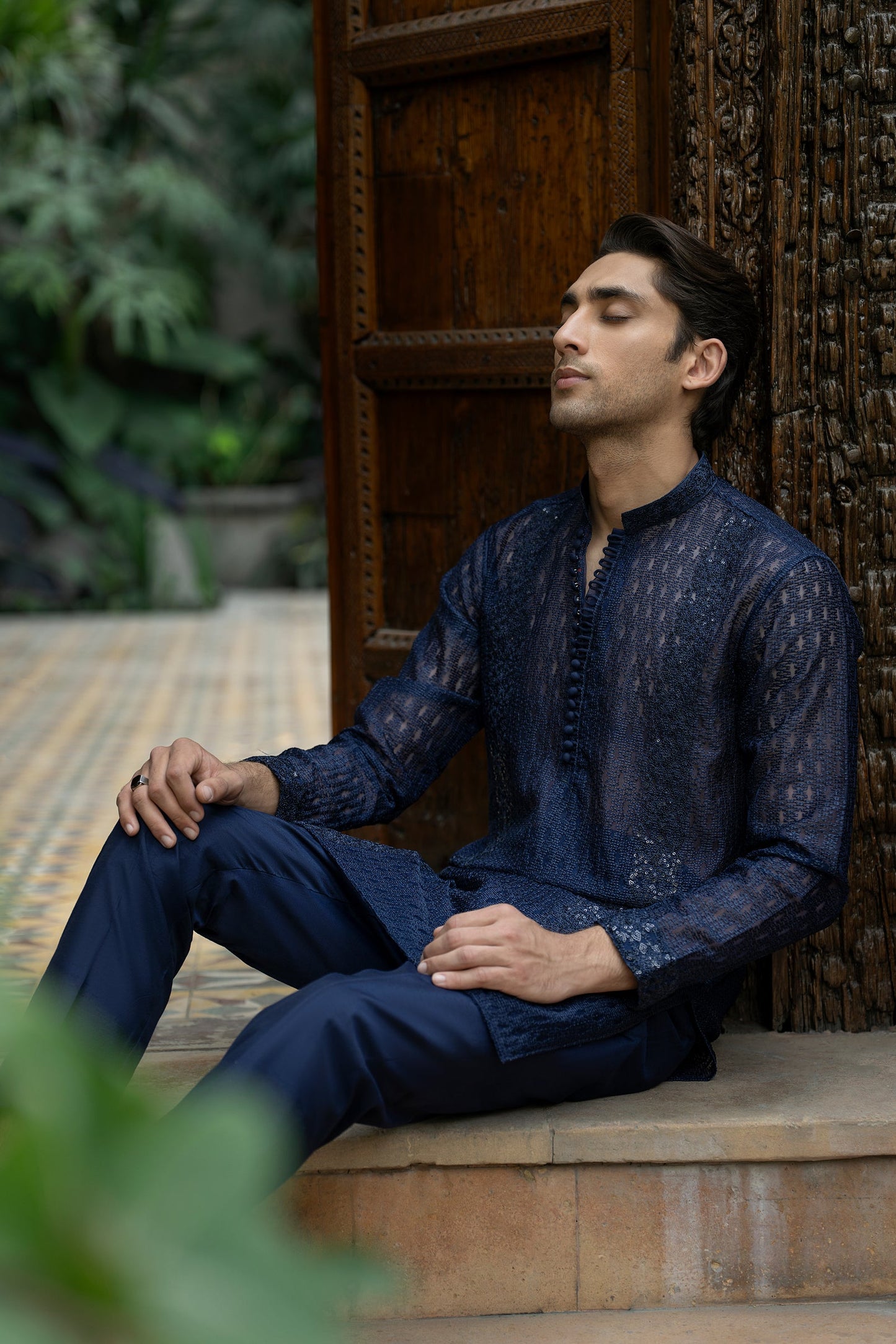 Blue Organza Kurta Pyjama