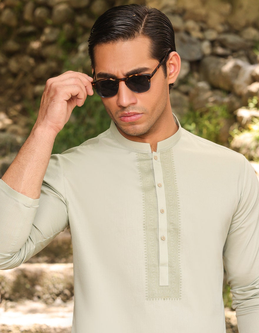 Green Cotton Kurta Pyjama