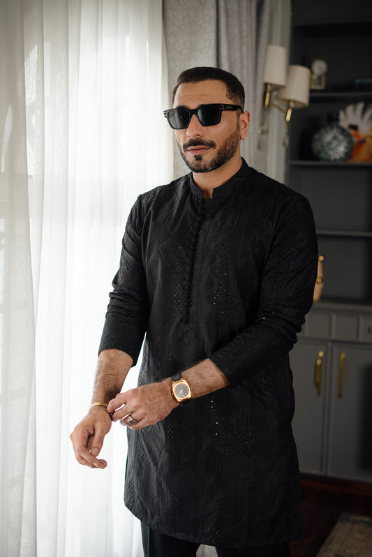 Black Shahkaar Kurta Pyjama