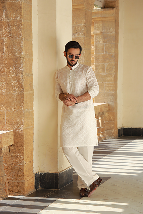 White Azan Kurta Pyjama