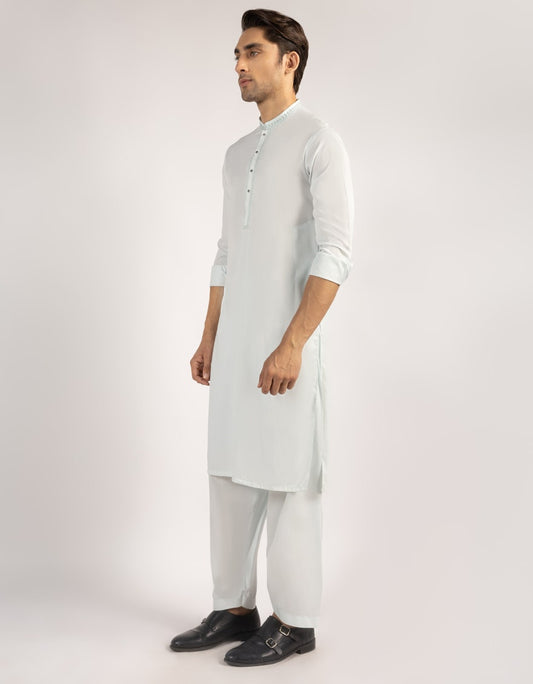 Powder Green Premium Embroidered Kameez Shalwar (Eid Special)