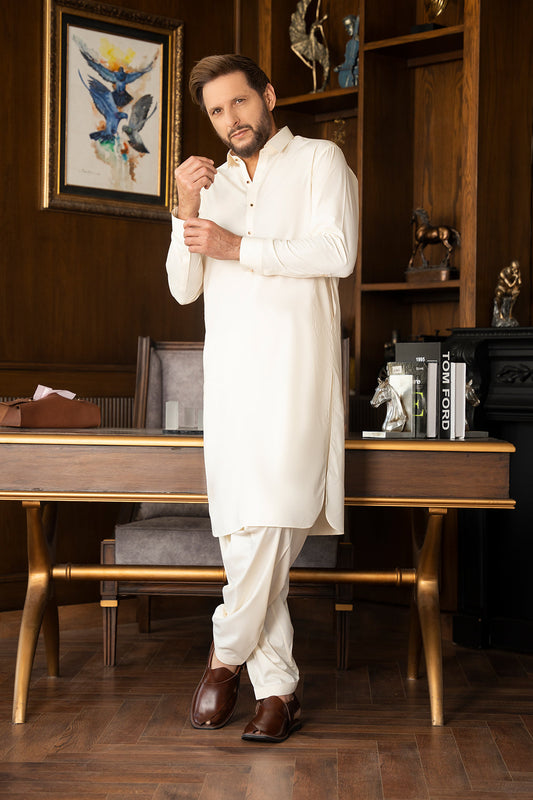 Cream Limited Edition Kameez Shalwar (Eid Special)