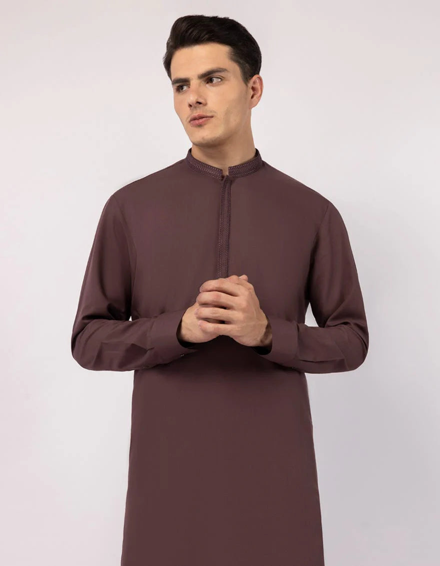 Brown Premium Embroidered Kameez Shalwar