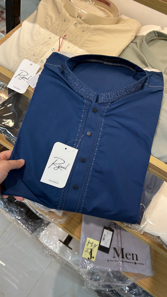 Royal Blue Cotton Kurta Pyjama