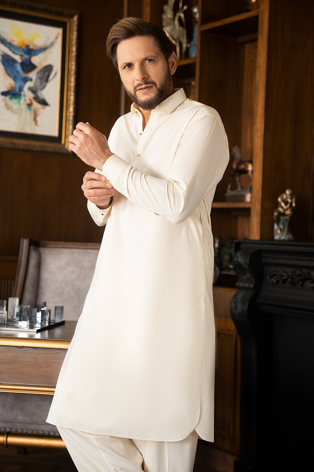 Cream Limited Edition Kameez Shalwar (Eid Special)
