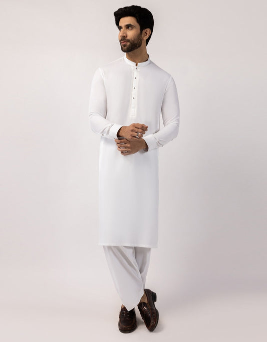 White Premium Embroidered Kameez Shalwar (Eid Special)