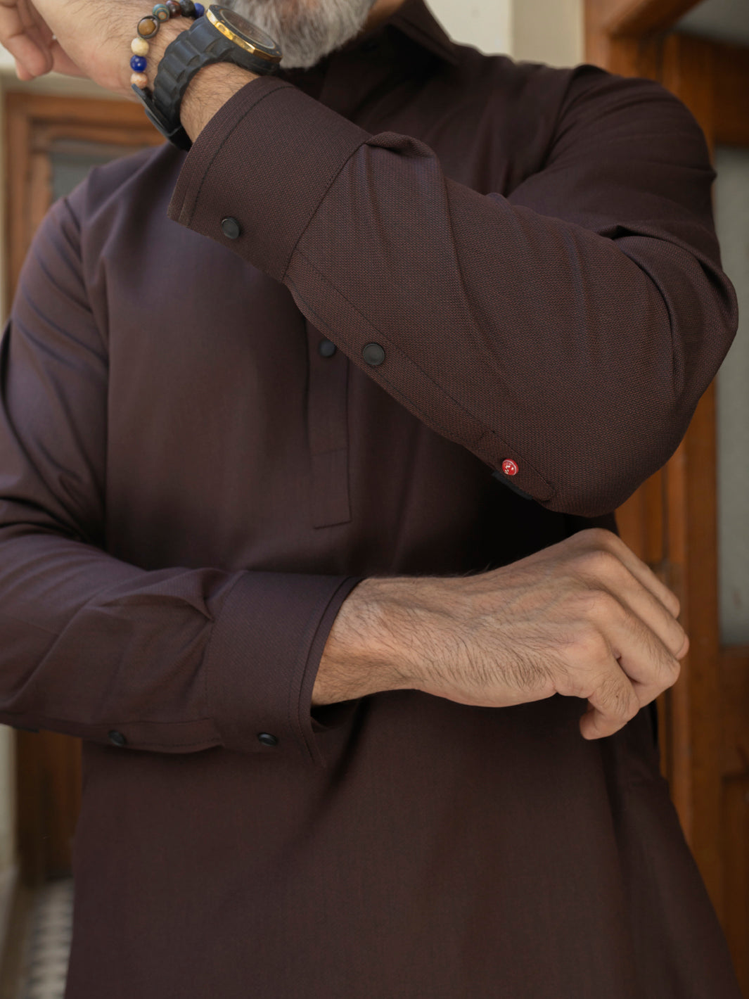 Wasim Akram Maroon Kameez Shalwar