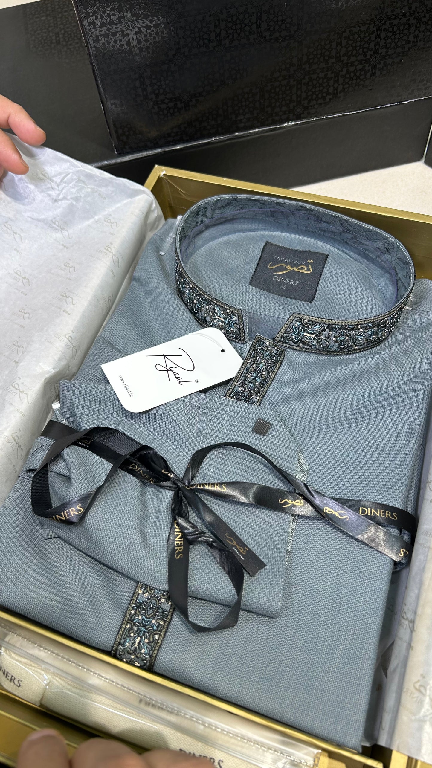 Dark Grey Hand Embroidered Luxury Kameez Shalwar