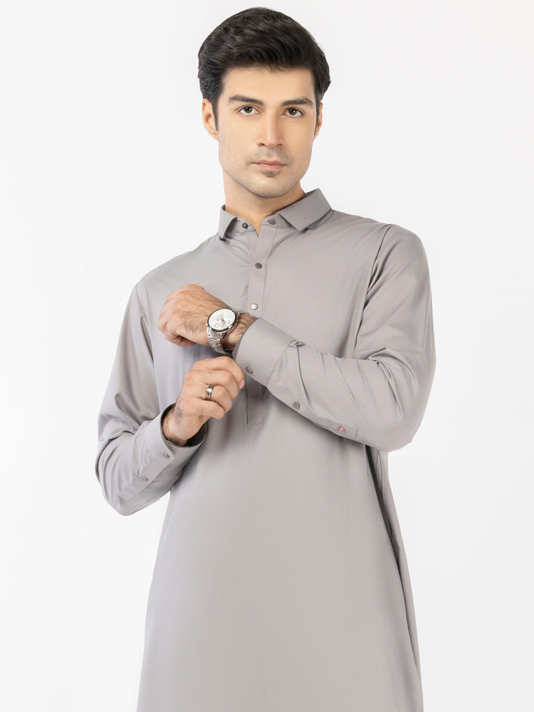 Wasim Akram Grey Blended Kameez Shalwar