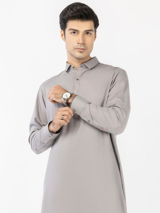 Wasim Akram Grey Blended Kameez Shalwar