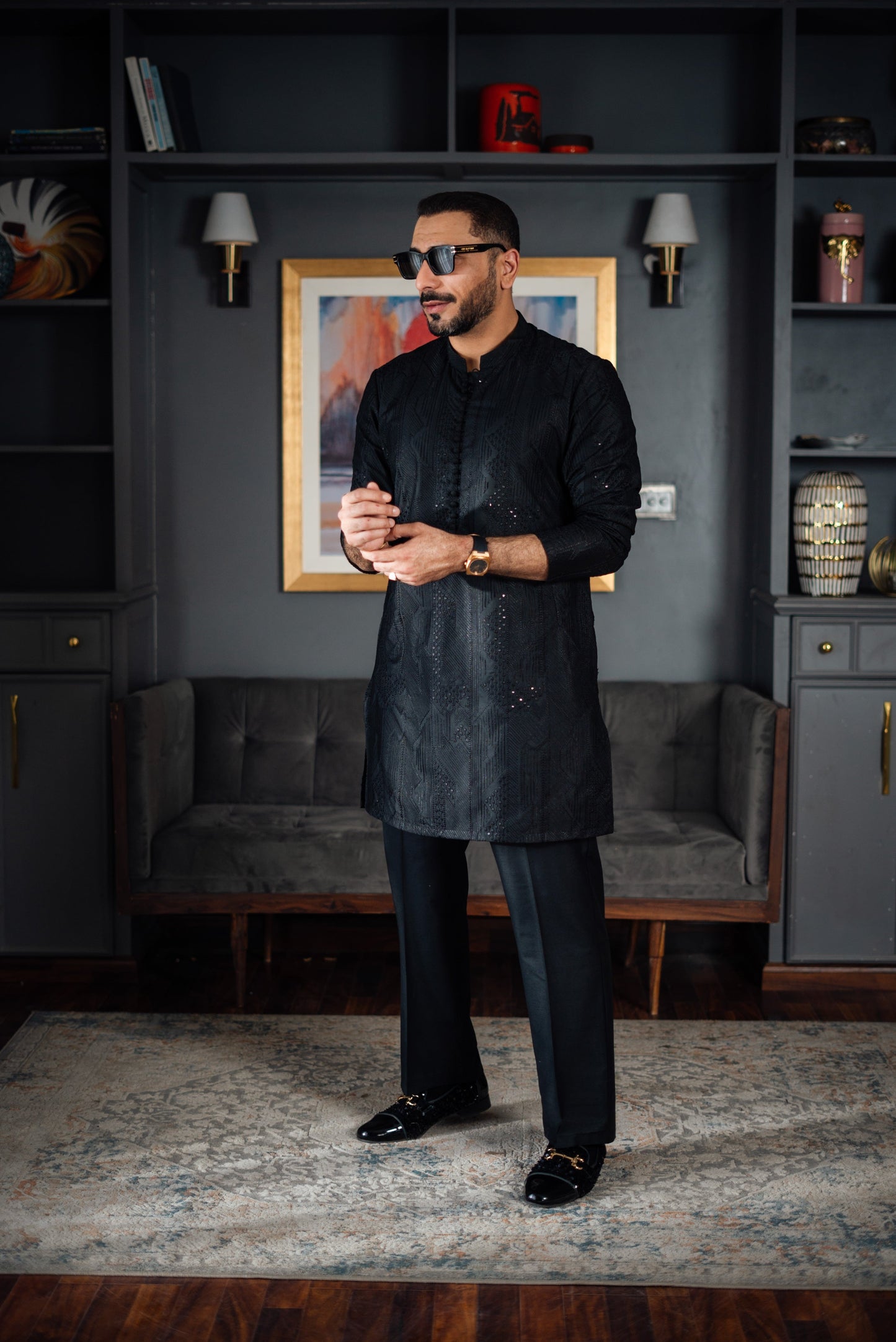 Black Shahkaar Kurta Pyjama