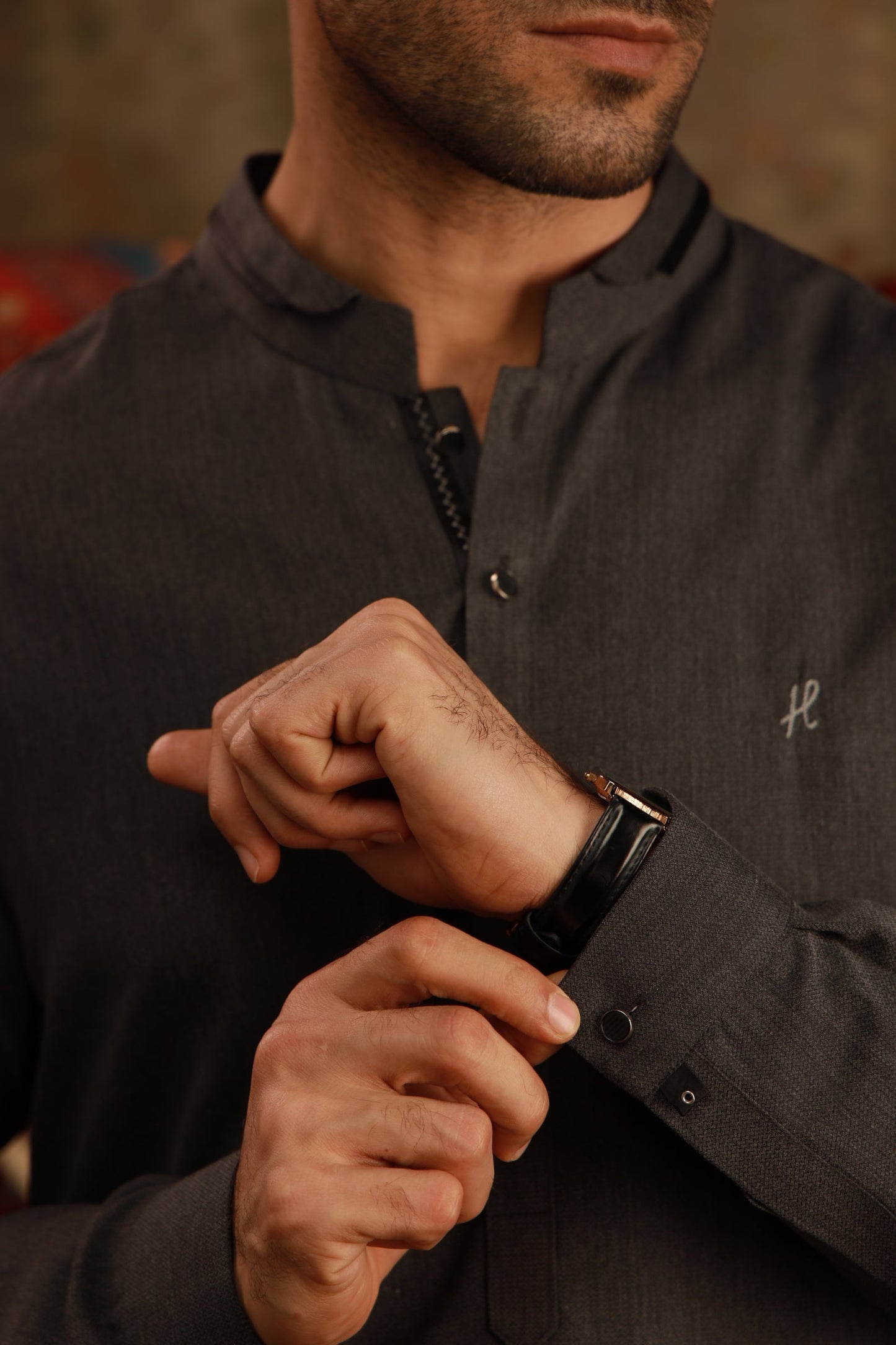 Charcoal Grey Kurta Pyjama